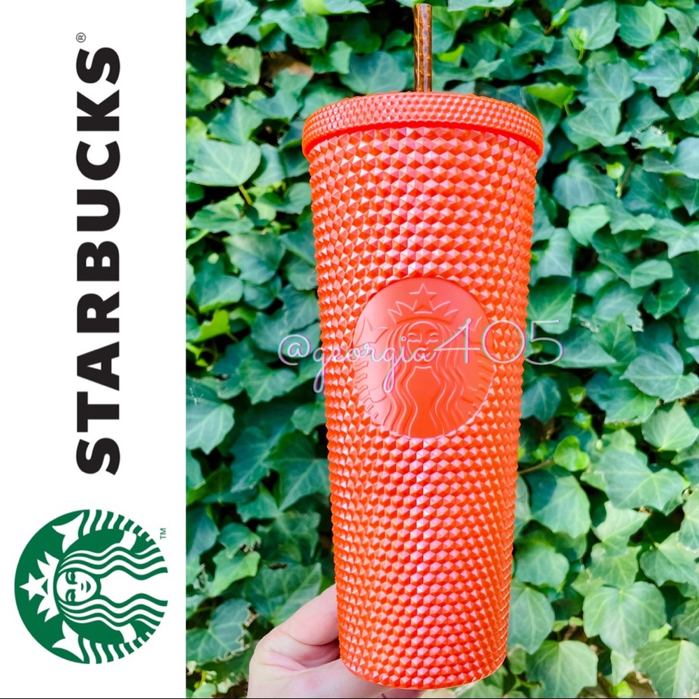 🧡New STARBUCKS Studded Orange Pearl Venti Tumbler Fall 2022